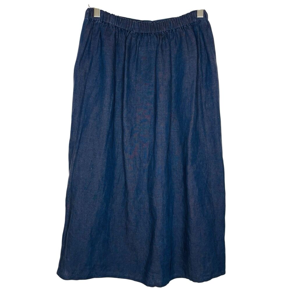Flax 100% Linen Skirt Small Pull On Maxi Coastal Artsy Relaxed Lagenlook Natural - Picture 4 of 5